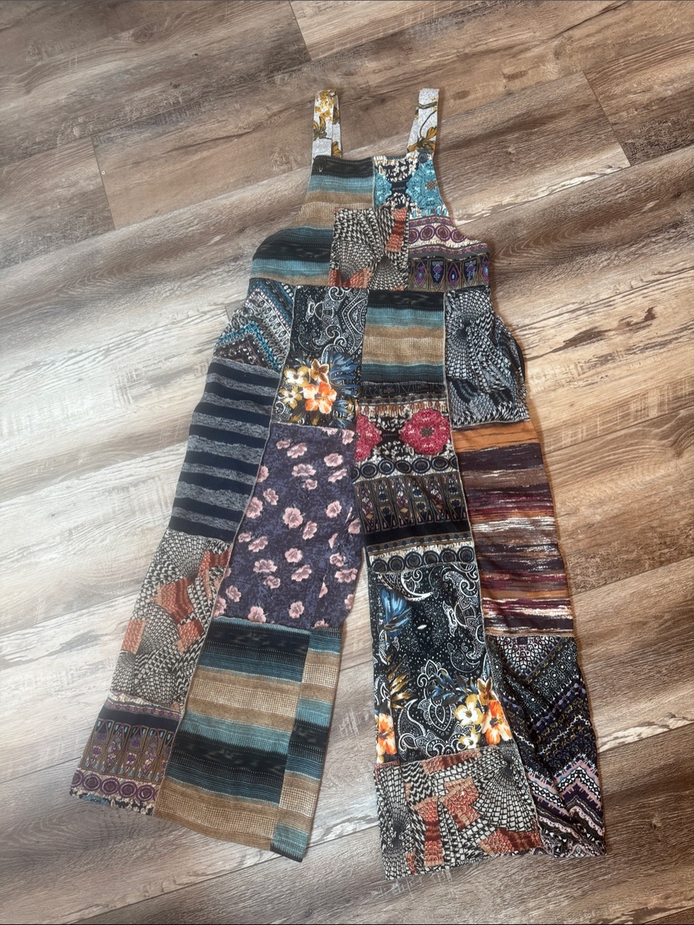 NWOT Yak N Yeti Patchwork Wide-Leg Overalls